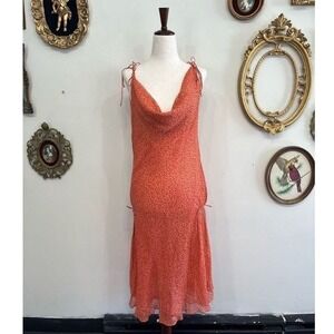 Vintage Krizia Leopard Cowl Neck Midi Slip Dress Size 44